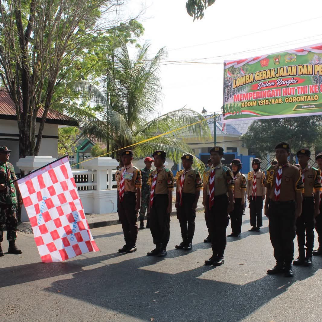Semarak HUT TNI Ke-81, Kodim 1315 Kabupaten Gorontalo Gelar Lomba Gerak Jalan Dan PBB