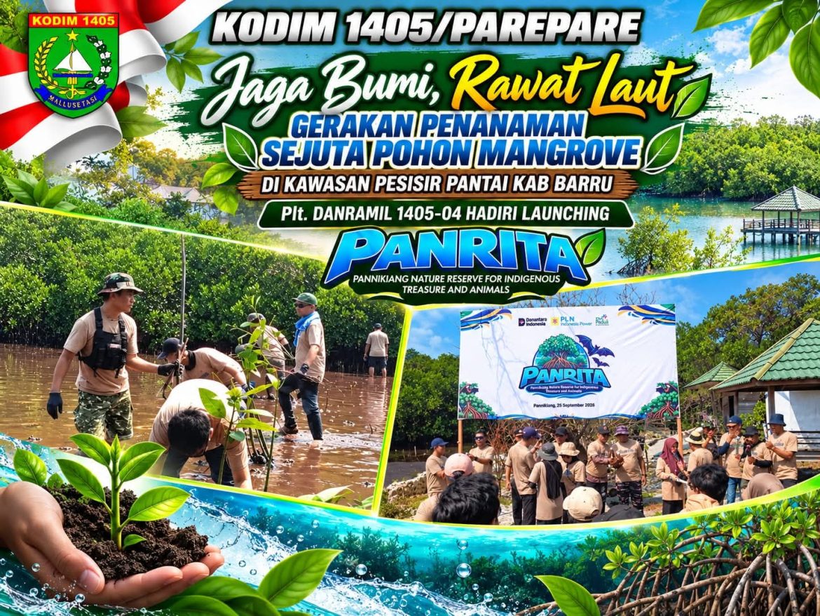 Jaga Bumi, Rawat Laut Gerakan Penanaman Sejuta Pohon Mangrove di Kawasan Pesisir pantai kab Barru 